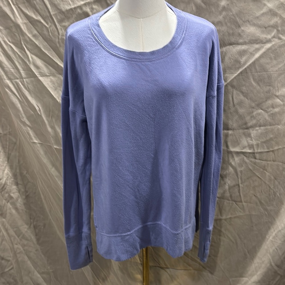 Athleta Relaxed Ribbed Long Sleeve Purple Sweatshirt